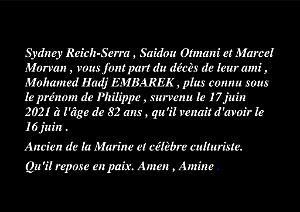 HOMMAGE A MOHAMED EMBAREK DIT PHILIPPE (0)
